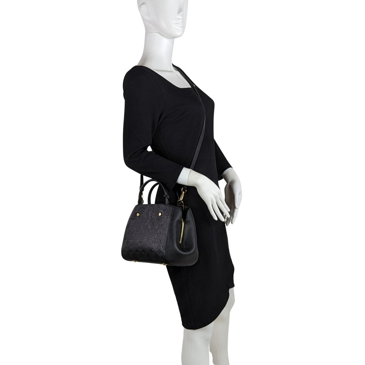 Louis Vuitton Montaigne MM Tote Black Empreinte Leather Shoulder Bag –  Celebrity Owned